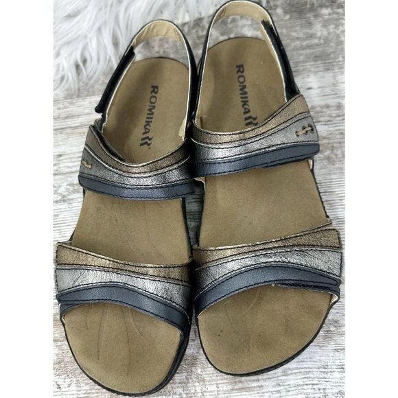 Romika Fidschi-5 Adjustable Sandal Womens EU 39 US 8-8.5 Blue Silver Gold ($135) - Picture 14 of 15